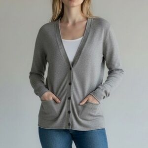 Banana Republic Silk Blend Long Sleeve Button Cardigan Gray Size S